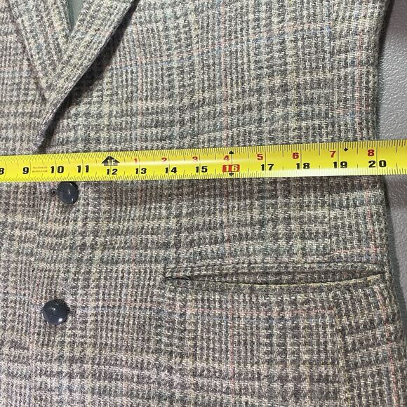 Vintage OAKTON LTD 100% Wool Plaid Tweed 2-Button Blazer Jacket Mens 42L Gray - Picture 8 of 13